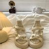 Platform sandals women's summer 2025 new bow French retro casual skirt Roman beach shoes