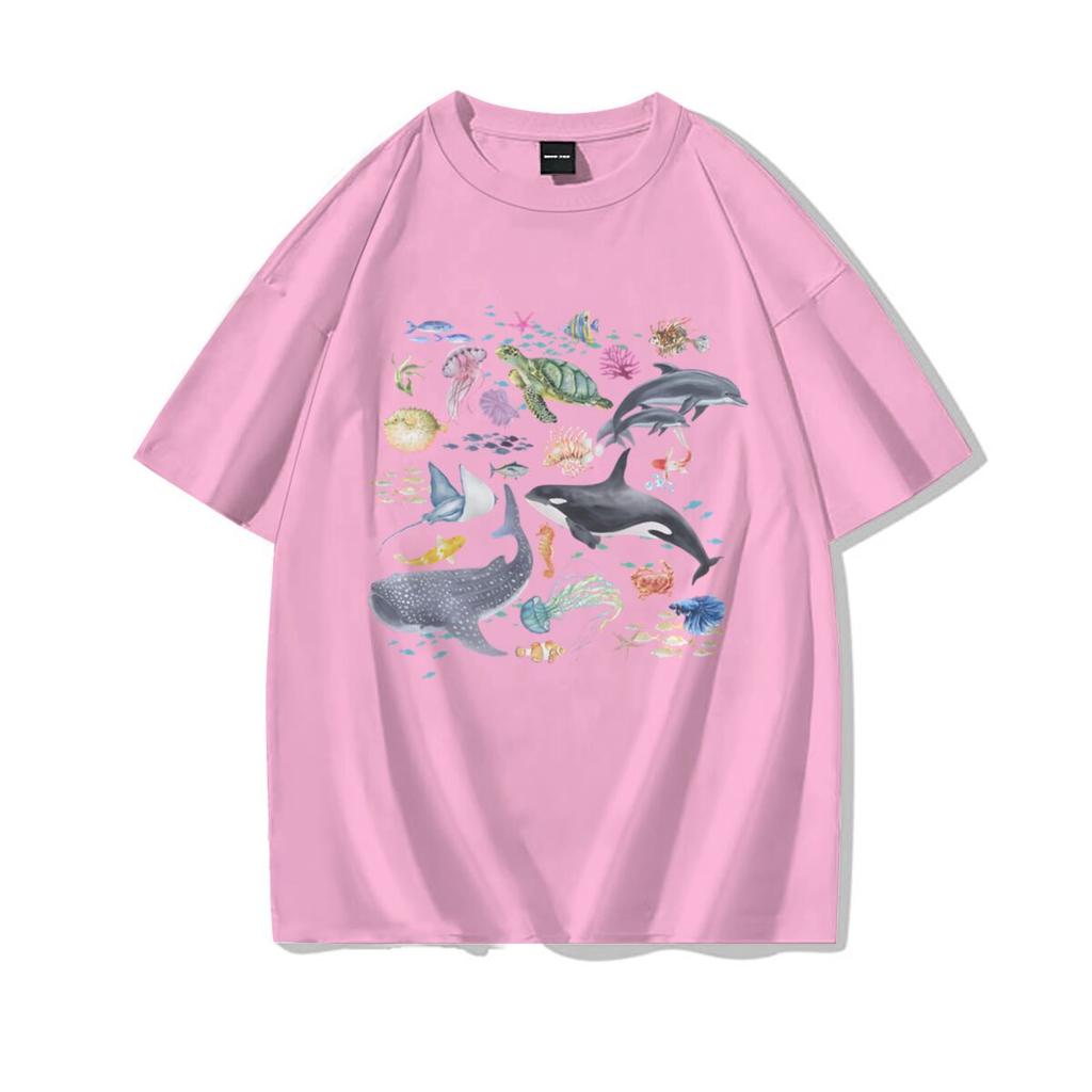 100 Cotton Tshirt For Unisex Ocean Animals Graphic Casual Top Sea Lovers Harajuku Hip Hop T Shirt New Fashion Girls Clothing