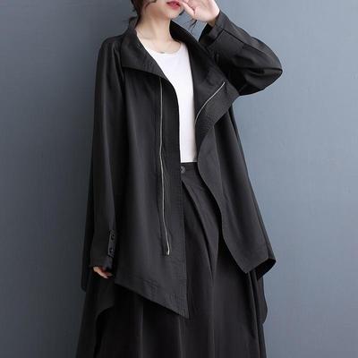Casaco feminino manga longa plus size preto casual solto outono primavera