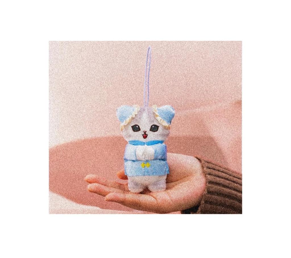 Mofu China Nyan Official Merchandise Mascot, Approx. 10cm, (Blue)
