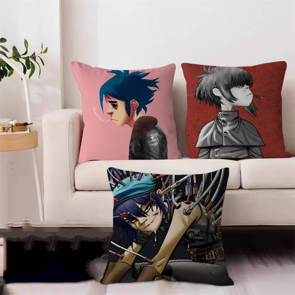 G-Gorillaz Arte Musical 45*45cm Funda de Cojín Funda de Almohada Decoración Funda de Almohada Funda de Almohada para Sofá