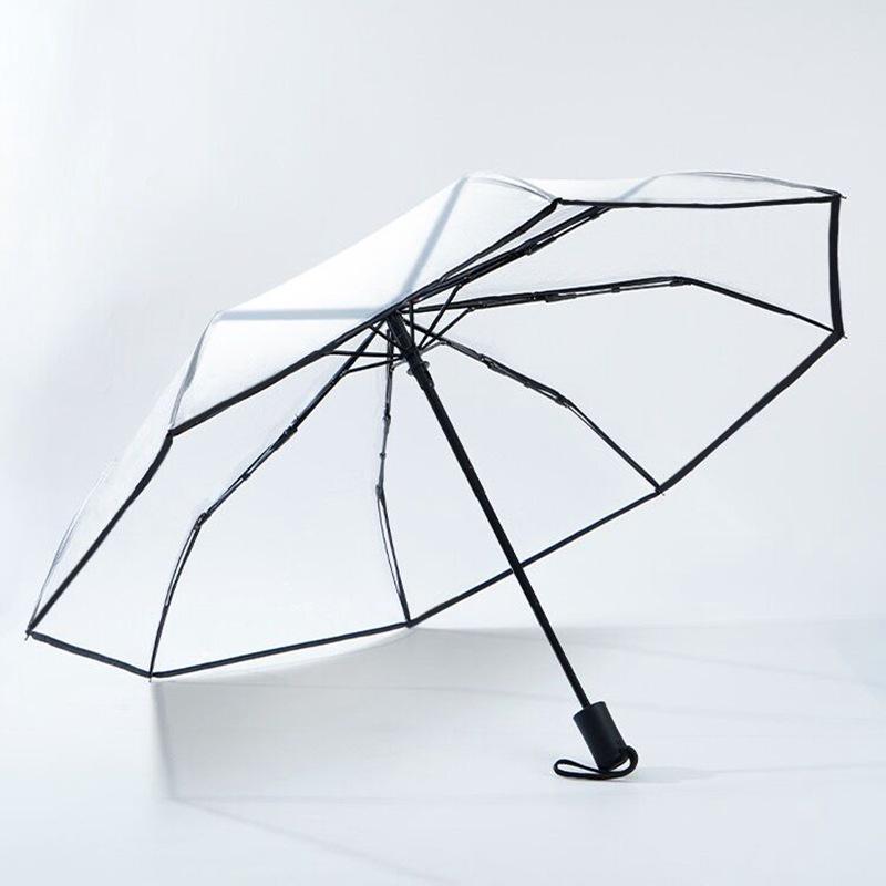 Stylish Unisex Transparent Folding Umbrella – Hand-Open Design, Compact, and Creative for Students