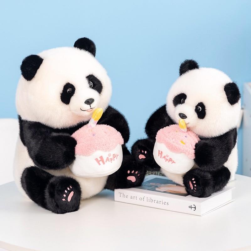 Plush Panda Cake Toy Cartoon Stuffed Animal Doll Decorations Kids Gift Cute