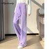 Autumn Winter Women Beading Knitted Thick Warm Pants High Waist Black White Apricot Pink Purple Knitting Trousers Elegant Feminine Wide Leg Pants