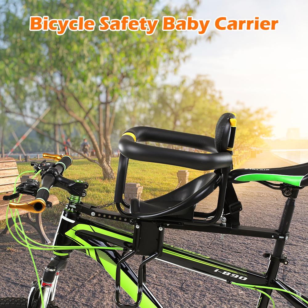 Safety Child Bicycle Seat Bike Front Baby Seat Kids Saddle with Foot Pedals Support Back Rest for MTB Road Bike