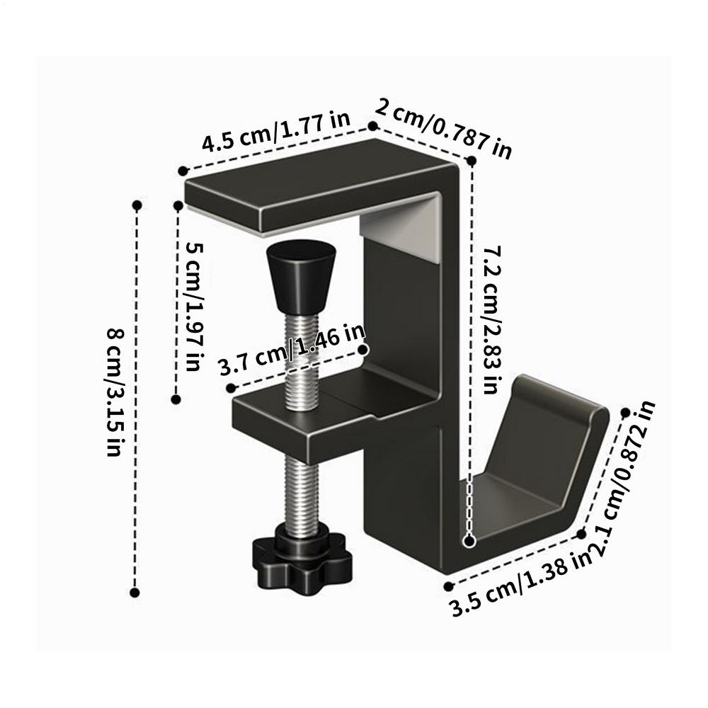 

Настольный держатель для сумки Алюминиевый крючок-носок для каминной полки Многоцелевые портативные настольные вешалки для сумок для школы, квартиры, бизнеса чёрный