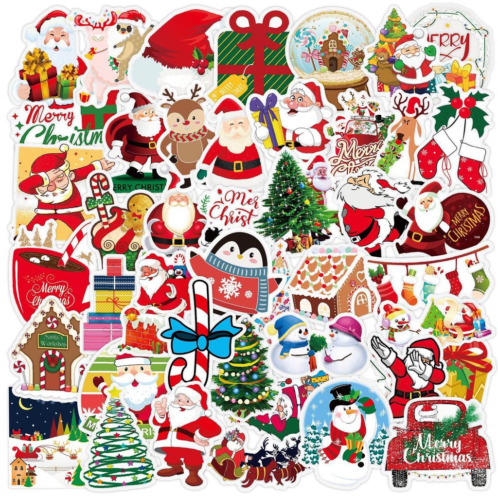 50 Cute Waterproof Christmas Stickers for Suitcases, Notebooks & DIY Projects