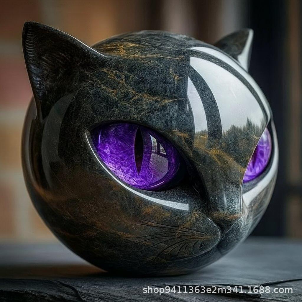 Luxury Black Cat Figurine Decor Multicolor Statue Modern Home Tabletop Art Collectible Exquisite Handcrafted Cat Sculpture Gift