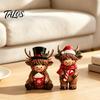 Unique Holiday Home Soft Furnishings 2Pcs Christmas Highland Cow Figurines, Resin Santa Reindeer Cow, with Hat, Detailed Animal Craft Hot Cocoa, Decor