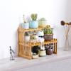 Countertop Bamboo Plant Shelf Bamboo Flower Pot Stand Balcony Flower Rack Cabinet   Multi-Function   Desktop Storage Rack for Living Room Be