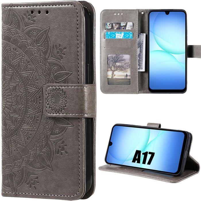 Coque de Protection - BOOLING - Samsung Galaxy A17 4G/5G - Effet Cuir Antichoc Marron Motif Mandala