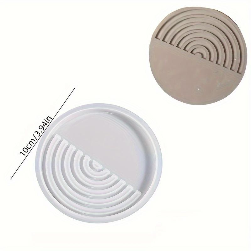 1pc Round Geometric Stripe Coaster Silicone Mold - Casting Molds for DIY Coaster Making, Clay Crafts, Jewelry Tray