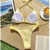 Deep V Halter Bikini Set Two-Piece Summer Beachwear Push Up Ladies' Swimwear  Beachwear