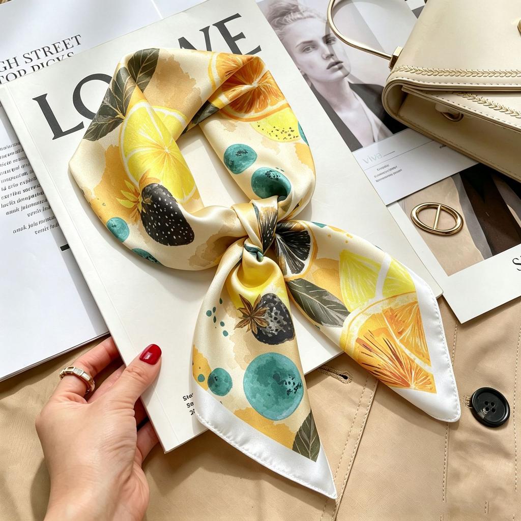 Spring and Autumn thin flight attendant occupation small scarf headscarf small square scarf female foreign style literary Korean versatile cartoon sil