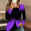 Tops for Women  Geometric Print Long Sleeve Fake Two‑Piece Top Fall Casual Slim Pullover Women's Long Sleeve Top