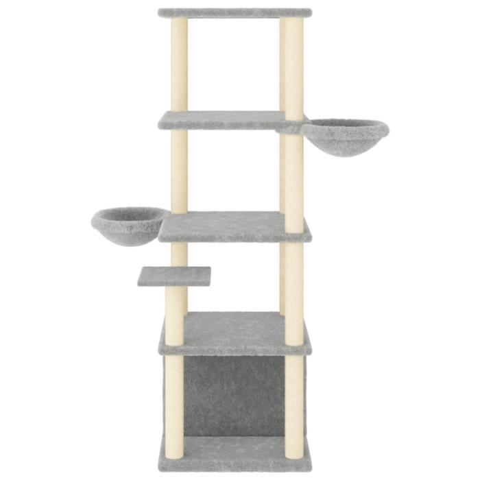 VidaXL Arbre à chat avec griffoirs en sisal gris clair 147 cm 171781