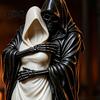 Synthetic Resin Ornaments Gothic Hugging Reaper Figurine Black And White Skeleton Niche Atmosphere Decorations Statue for Bookshelves Desktop Retro