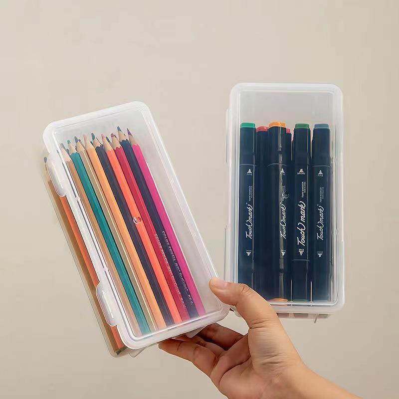 Large Capacity Transparent Pencil Box: Minimalist, Stackable, and Multifunctional for Students and Artists
