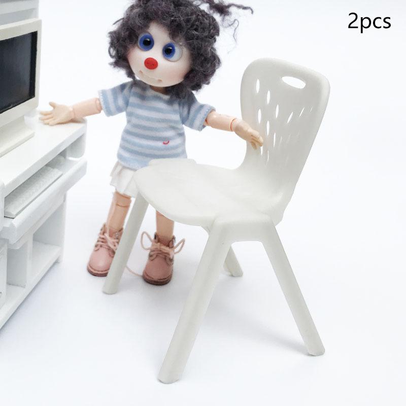 2Pcs Dollhouse Leisure Chairs Plastic Hole Backrest Chairs Miniature Furniture Photo Props Doll Accessories Mini Backrest Chairs