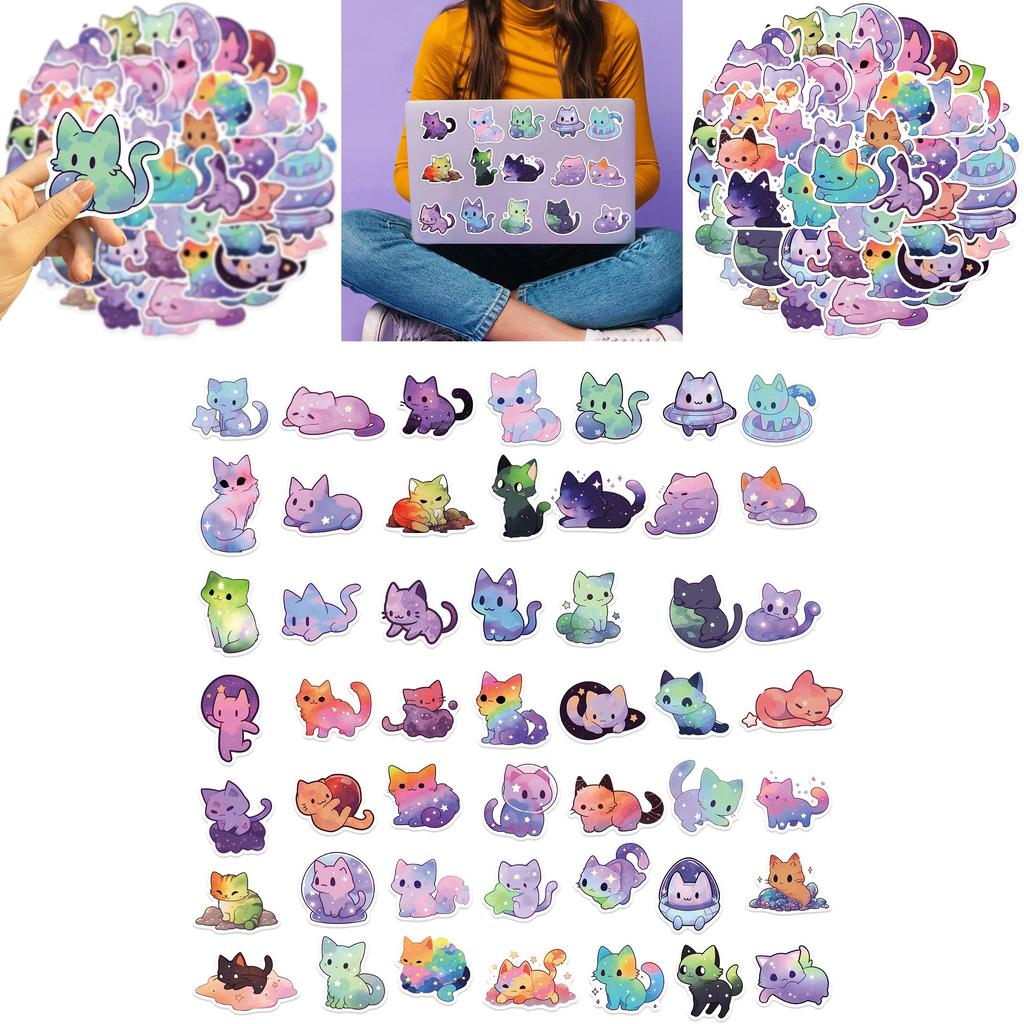 Bunte Sternenhimmel Katze Graffiti Aufkleber Deko Für Gitarre Notizbuch Gepäck DIY Wasserdichte Abziehbilder Großhandel