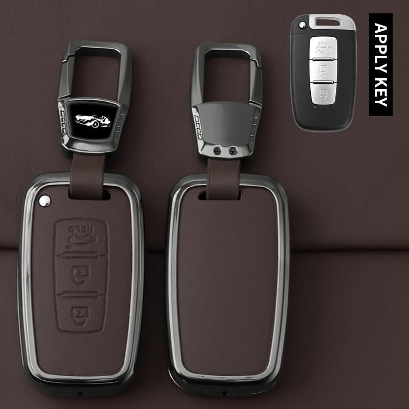 Interior Mouldings 3 Buttons Car Zinc Alloy Key Case Cover For Hyundai IX35 Sonata 8 For Kia Forte Rio 3 K2 K3 K5 Sportage Keych