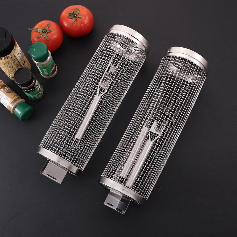 

ZISIZ Stainless Steel Rolling BBQ Basket, 2-Pack