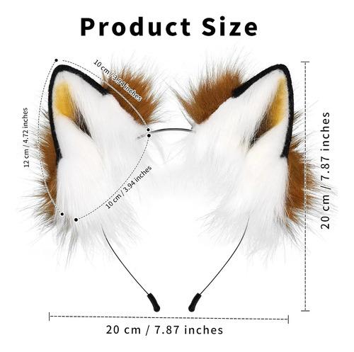 Handmade Faux Fur Headband With Fox Wolf Ears, Halloween,
