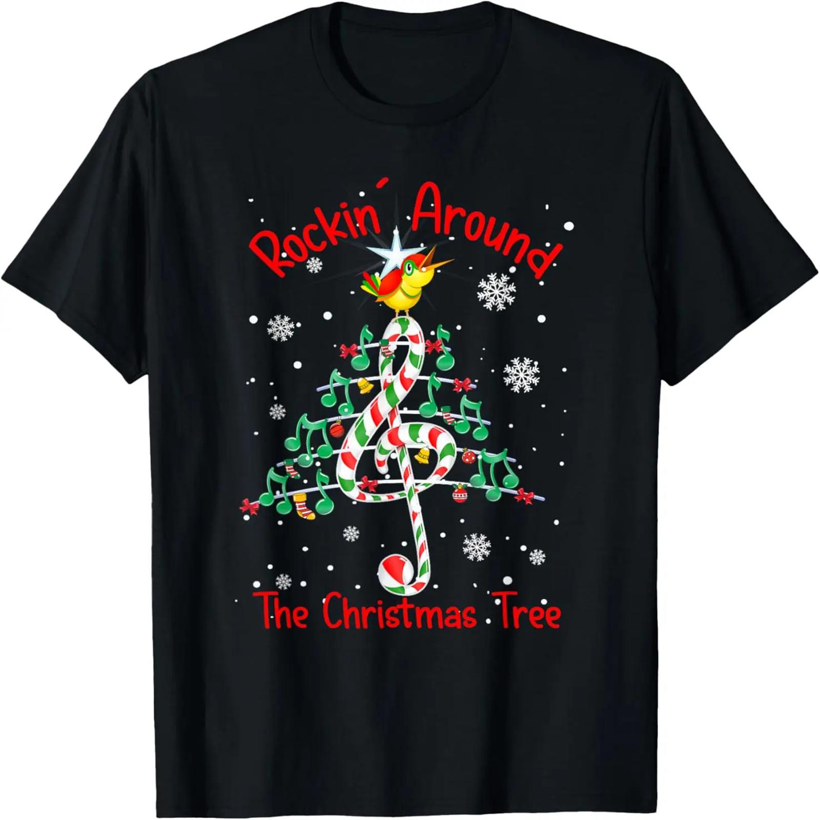 Rockin  Around The Christmas Tree Music Note Music Teacher T-Shirt S
