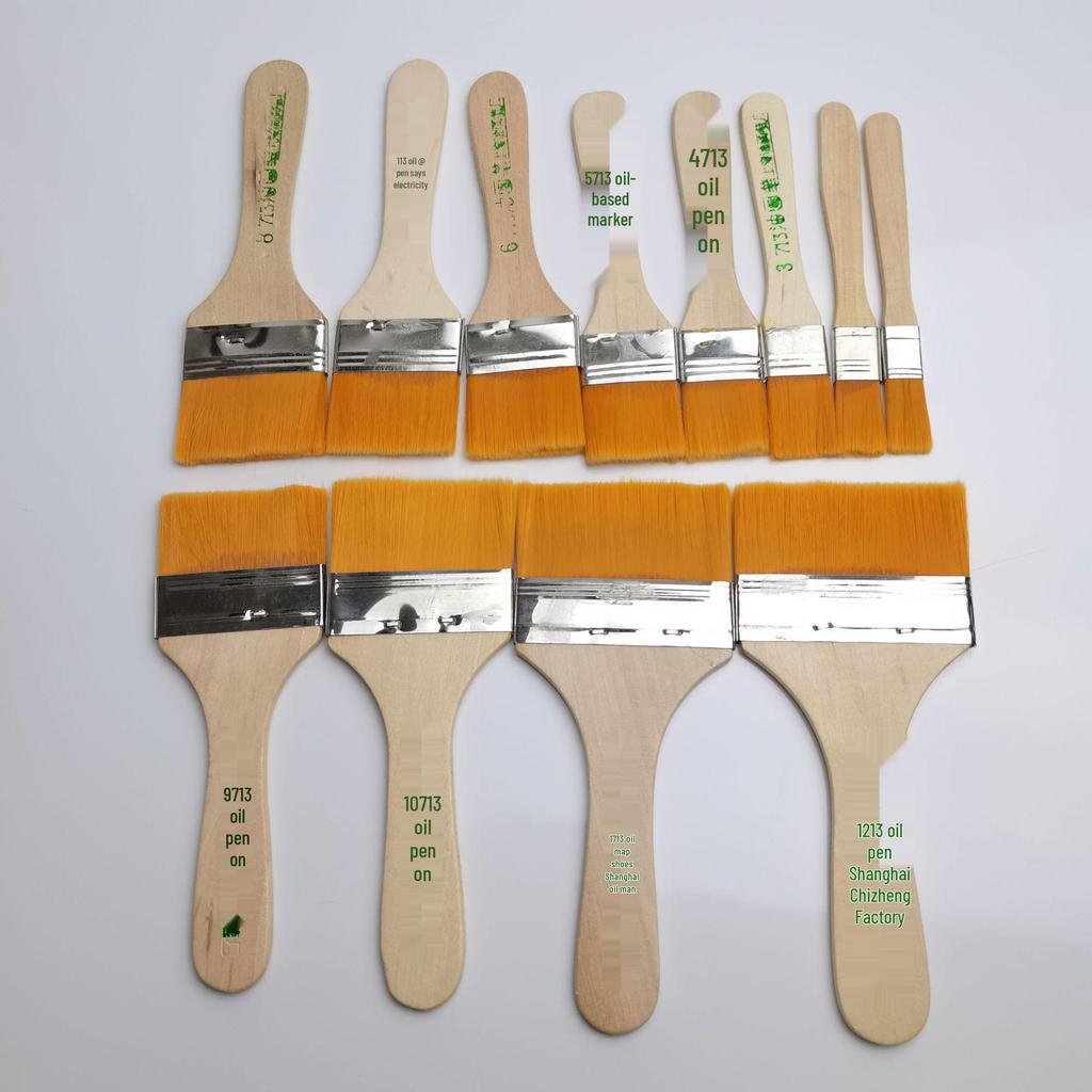 Nylon Paint Brush Set: Wooden Handle Brushes for Oil, Acrylic, Art, or Industrial Use.