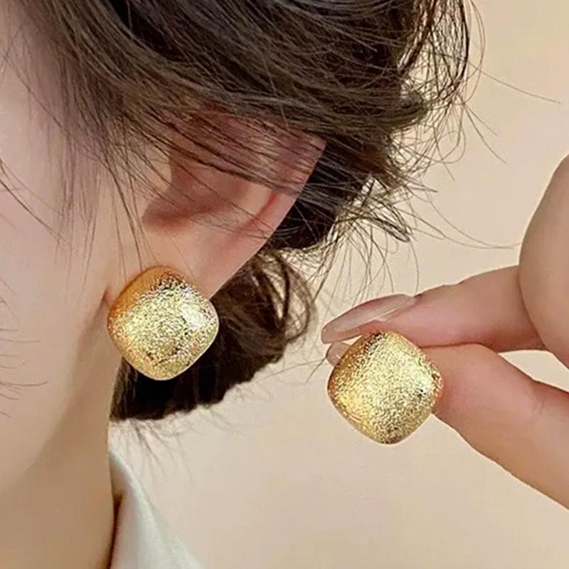 Fashion Geometric Square Stud Earrings Women Lady Vintage Matte Design Fine Jewelry Girls Birthday Party Earrings Gift
