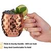 Bakır Kupalar Moscow Mule Seti 4 Adet - 18oz Moscow Mule Kupaları - Paslanmaz Çelik Kaplama Saf Bakır Kaplama Moscow Mule Kupaları - Elmas