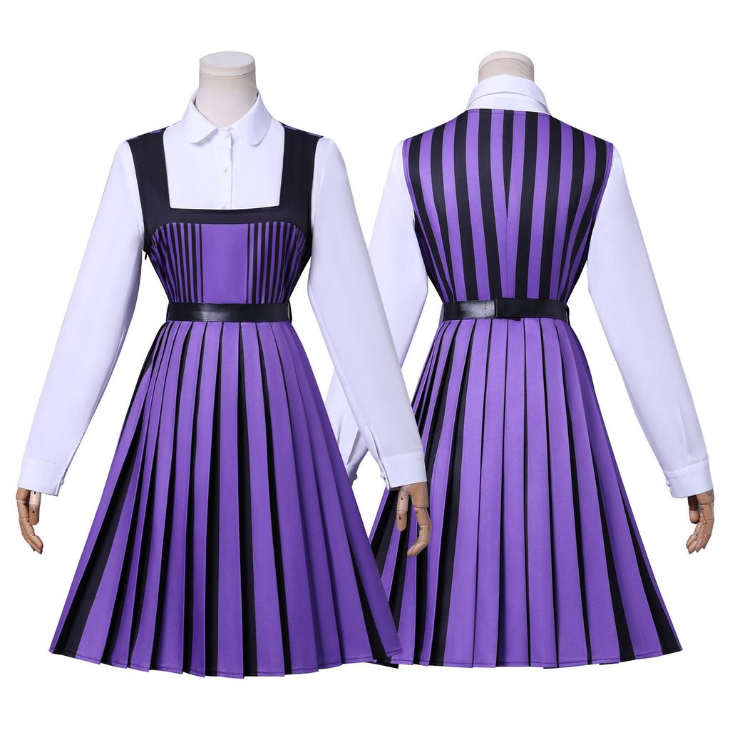 Wednesday Addams Family Cosplay Kostüm Aus Polyesterstoff Für Halloween Und Rollenspiele