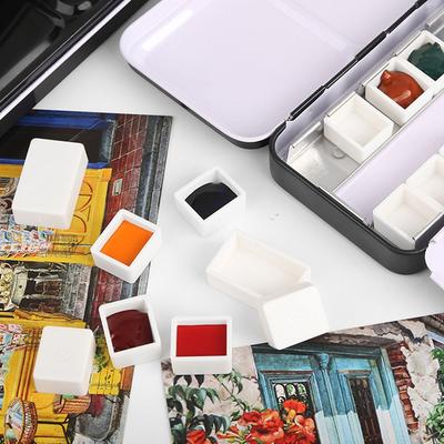 6/12/24/48pcs White Empty Full Pan Half Pans Artists Watercolor Paint Grid Painting Supplies Art Supplies Paint Palette