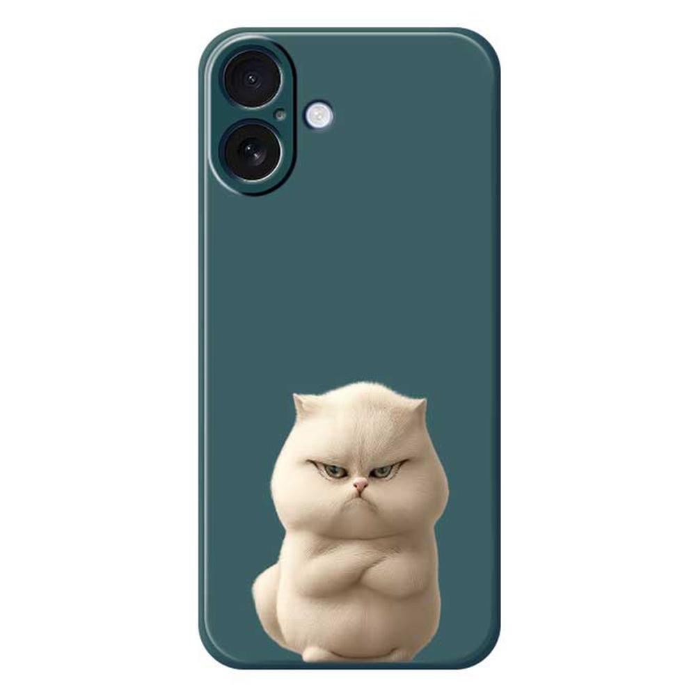 

For iPhone 17 Case Angry Cat Pattern Printing Straight Edge TPU Phone Back Cover D