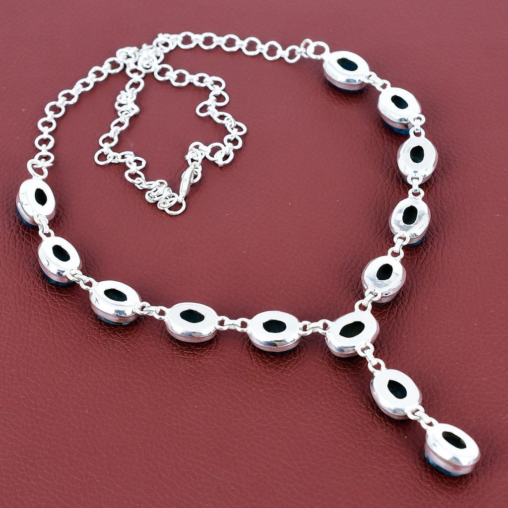 Neon apatite gemstone necklace dainty jewelry 925 sterling silver necklace adjustable chain necklace handmade antique  jewelry gifts for her