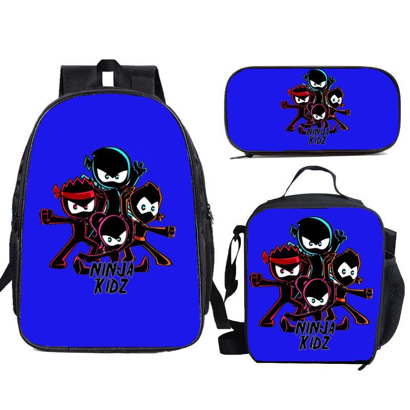 NINJA KIDZ 3-teiliges Set Kinder Schulrucksack mit Umhängetasche Federmäppchen Schultaschen für Jungen Mädchen Bestes Geschenk