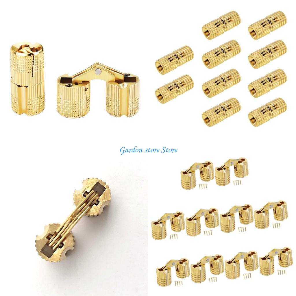 B0KB Copper Barrels Hinges Cylindrical Hide Cabinet Concealed Invisible Brasses Hinges Mount For Furniture Hardware