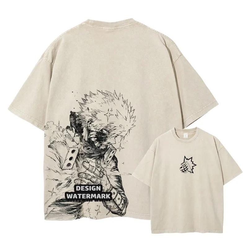 

Аниме Мидория Изуку Футболка Моя геройская академия Деку Винтажные Хлопковые Топы Футболки Дышащие Манга Короткий Рукав Свободная Футболка 100% Хлопок 4XL