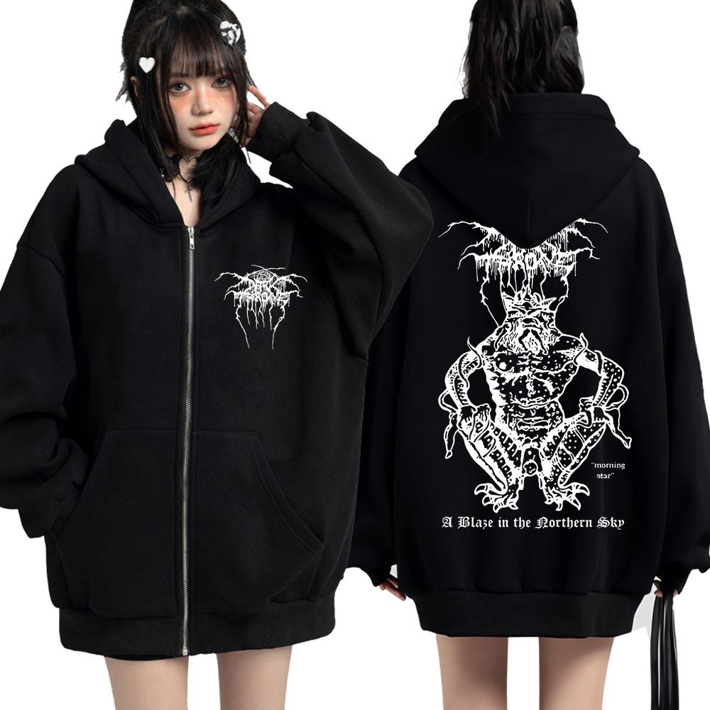 

Darkthrone A Blaze in The Northern Sky Zipper Hoodie Men s Harajuku Death Black Metal Sportwear Oversized Tracksuit Coats S