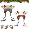 Plush Fur Knitted Deer Antler Hat Windproof Festival Christmas Antler Hat New Ear Flap Hat  Outdoor