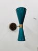 Turquoise Brass Wall Sconce: Mid Century Italian Stilnovo Lighting