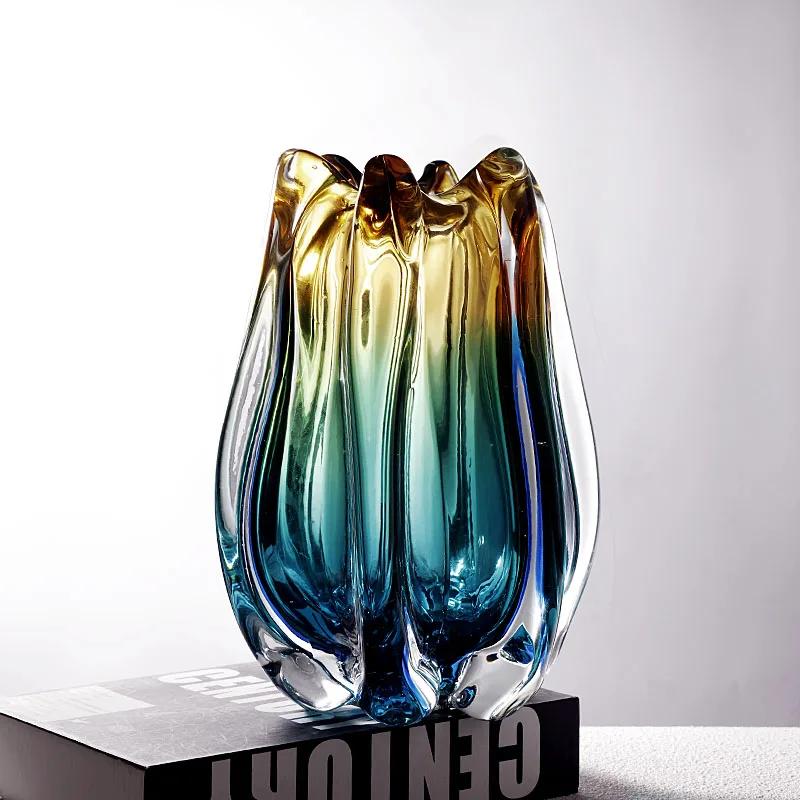 

Gradient Glass Vase Decoration Modern Living Room Light Luxury Water Raised Flowers Flower Arrangement Art Vase Soft Decoration