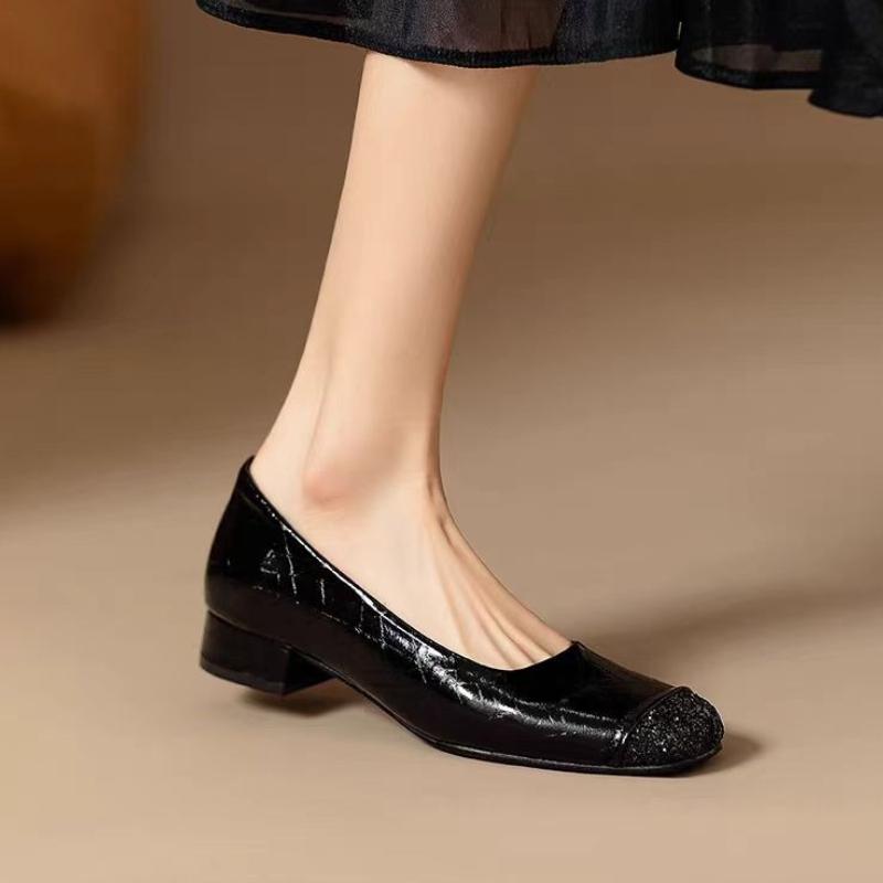 2026 New Casual Women Silk Square Middle Heels Shallow Lady Fashion Wedding Bridal Square Toe High Quality Women Pumps