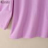 ZANZEA Women Casual V-Neck Loose 3/4 Sleeve Cotton Blouse