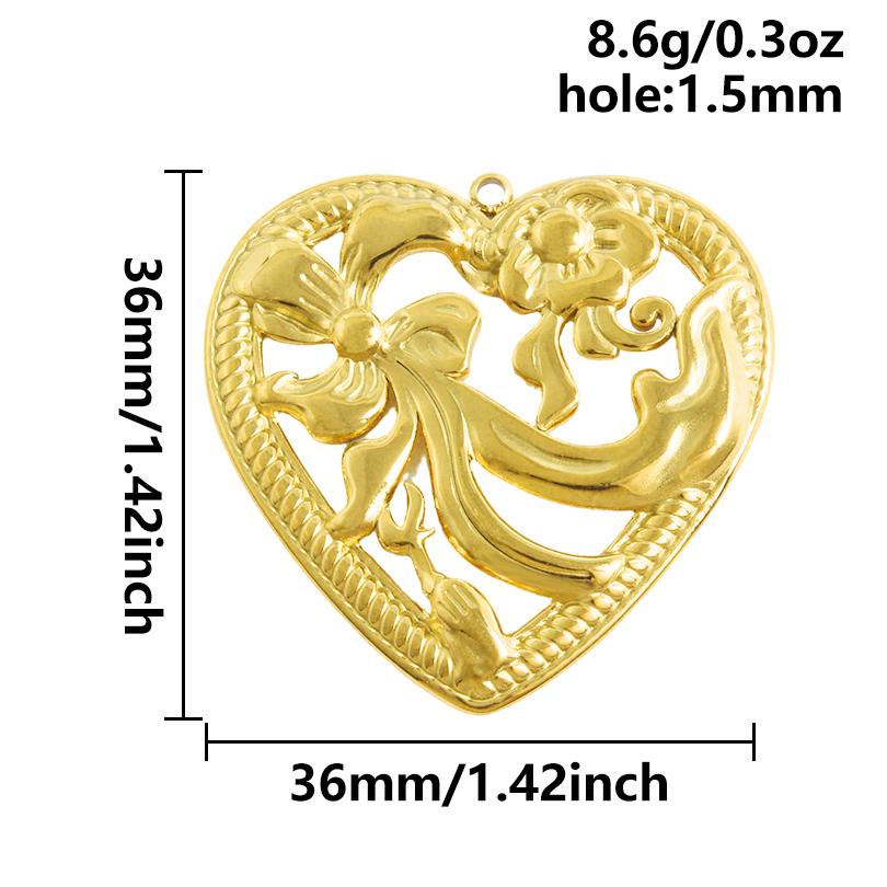 6pc Sweet Love Pendant Real Gold Plated Stainless Steel Heart Charms For Jewelry Making Supplies DIY Keychain Pendant Charm Bulk