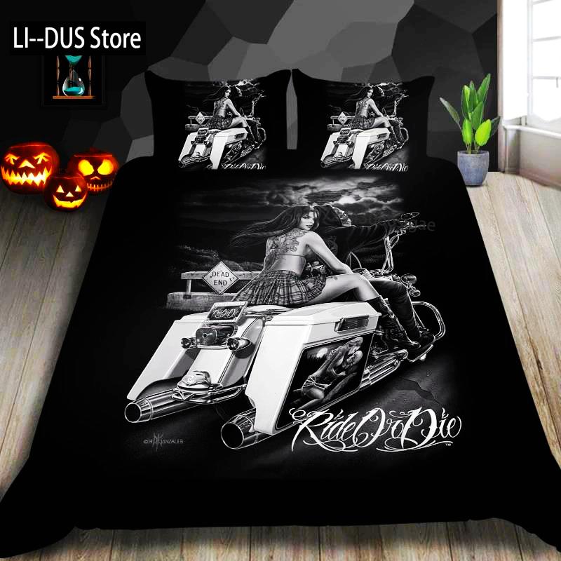 Dream NS Skeleton Bedding Set Linens Duvet Cover Quilt Comforter Pillow Case 3D Red King Halloween Bedroom Decoration