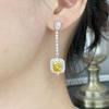 Yellow Diamond Earrings, Colored Gemstones, Non Allergic Electroplating, Thick Gold Birthday Gift, Daily Dressing