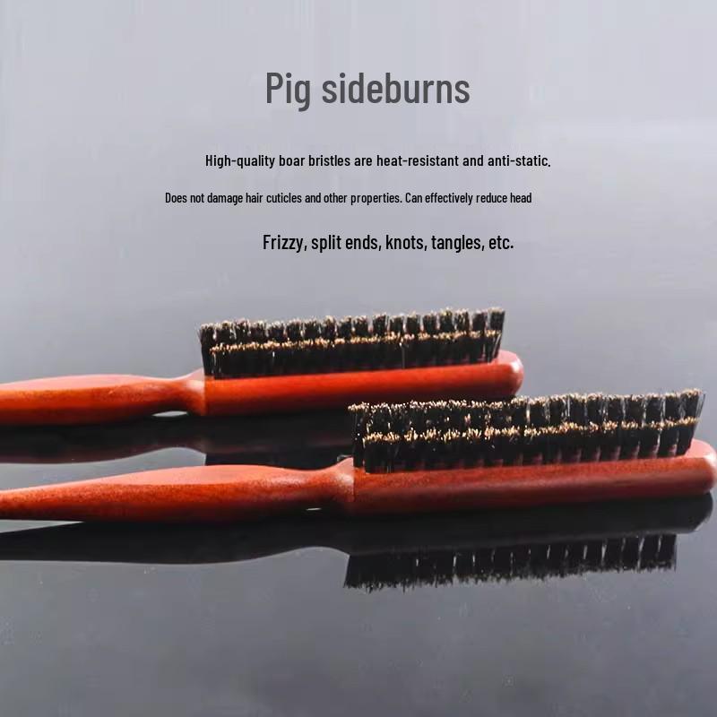 Three-Row Boar Bristle Teasing Comb with Pointed Tail for Updo and Hair Styling
