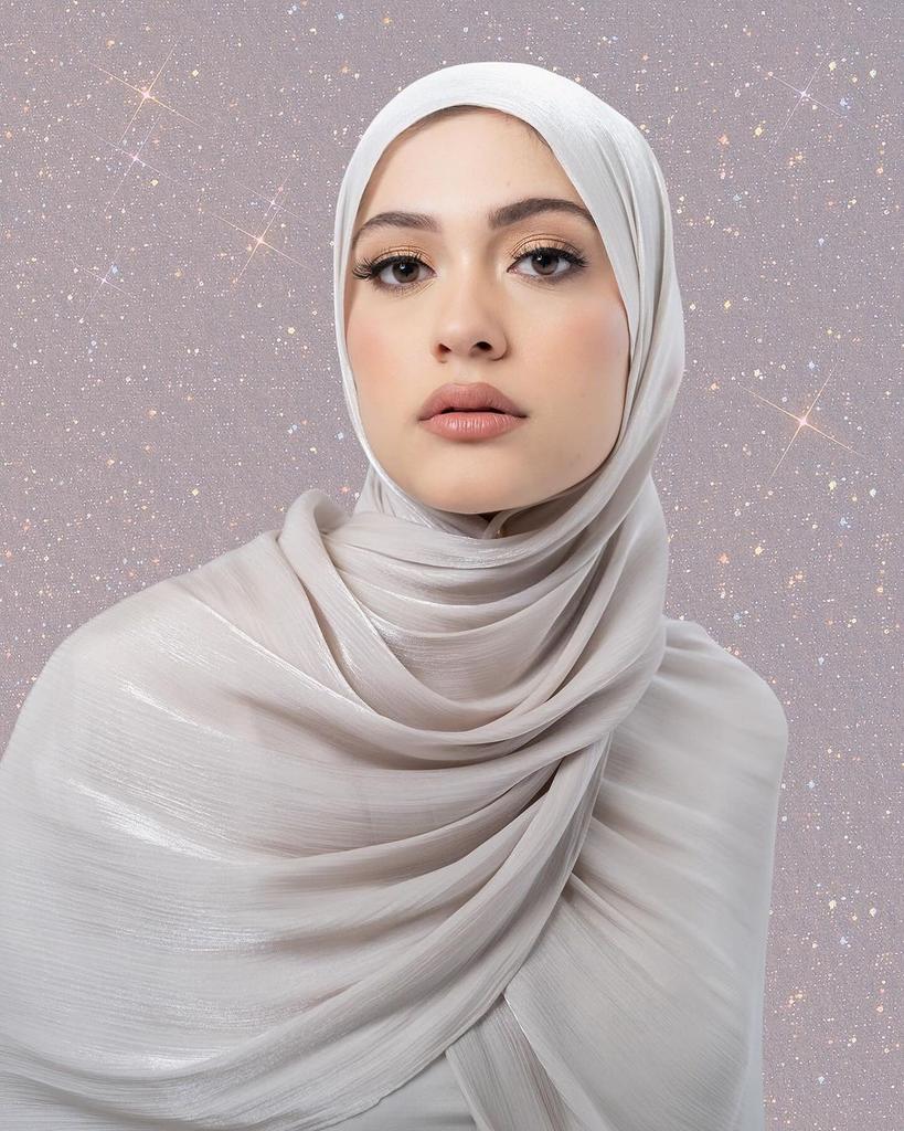 Premium Shiny Chiffon Hijab Malaysian Women Scarves Long Shawl Chiffon Crinkle Shawl Female Islamic Breathable Headscarf