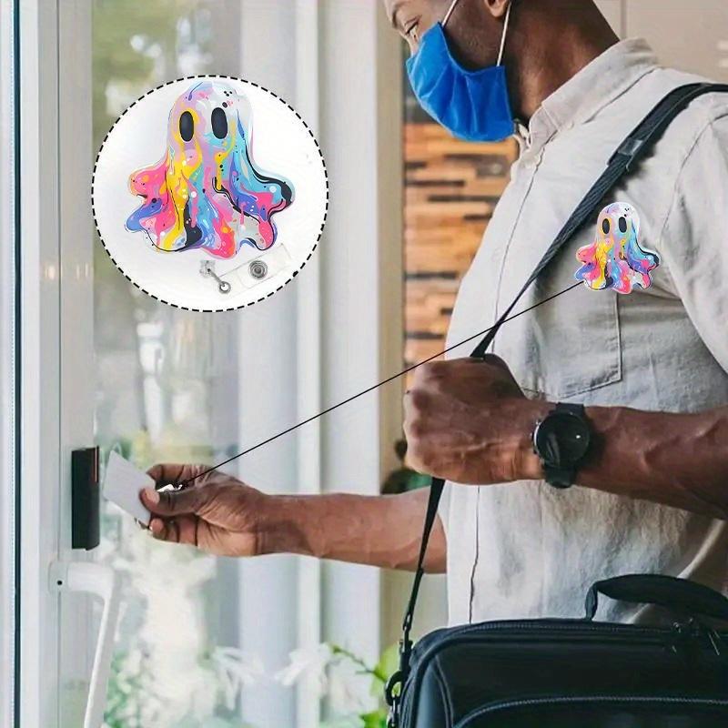 Cute Ghost Retractable Badge Reel, Perfect Halloween Accessory for Nurses, Teachers, and Office Staff.
